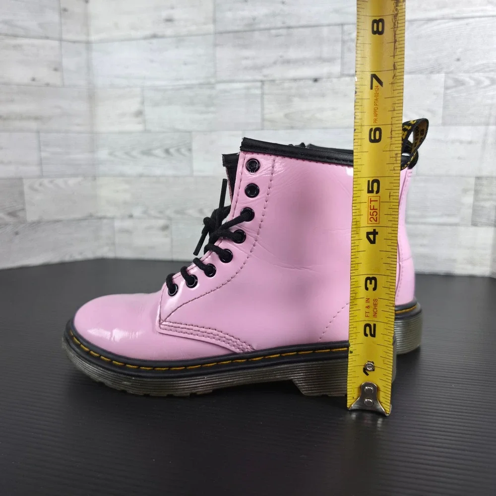 Dr. Martens 1460 J Pink Patent Lamper Lace Up Side Zip Boots Kids Size 13 US